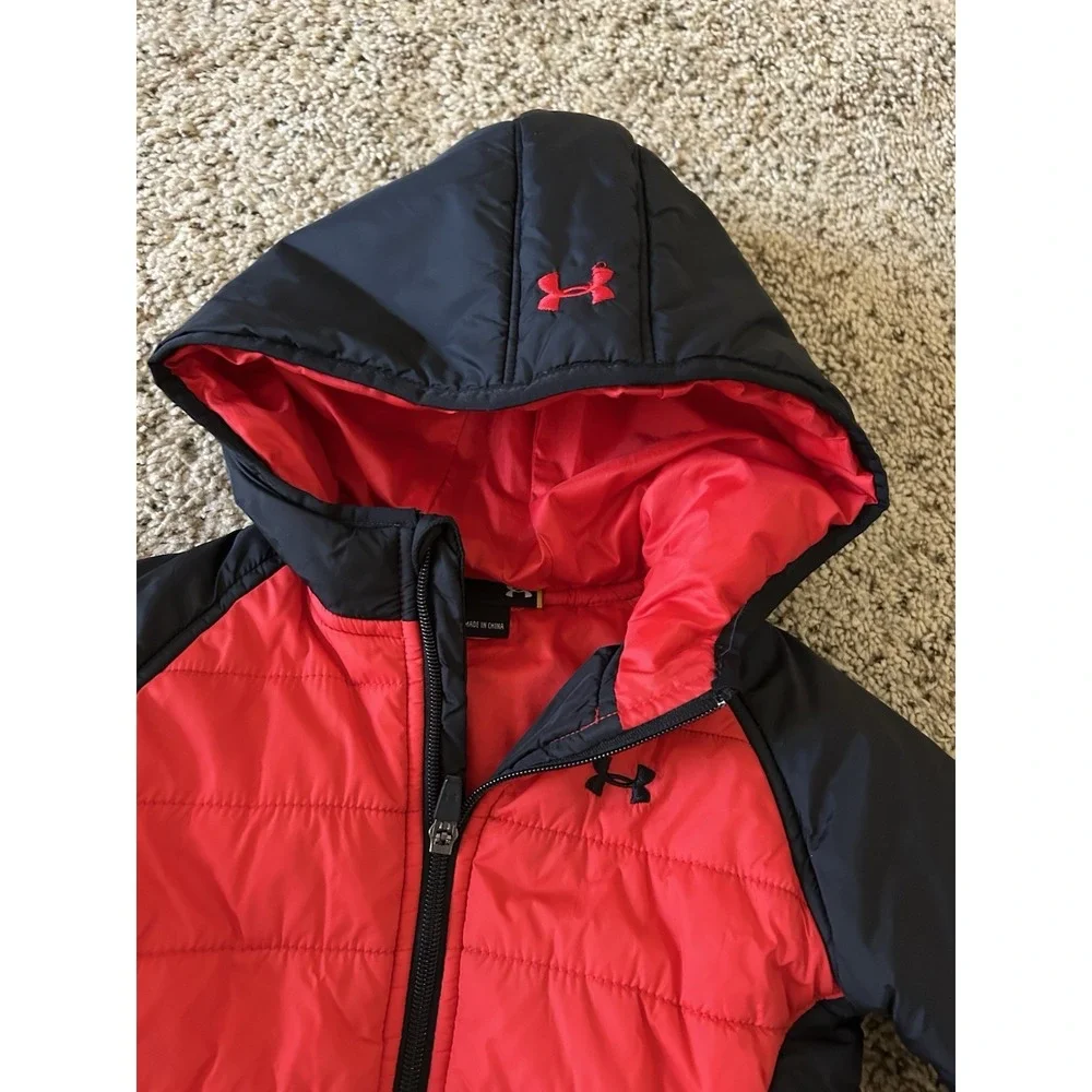 Boys Red And Black‎ Under Armor Winter Puffer Coat Size 4t